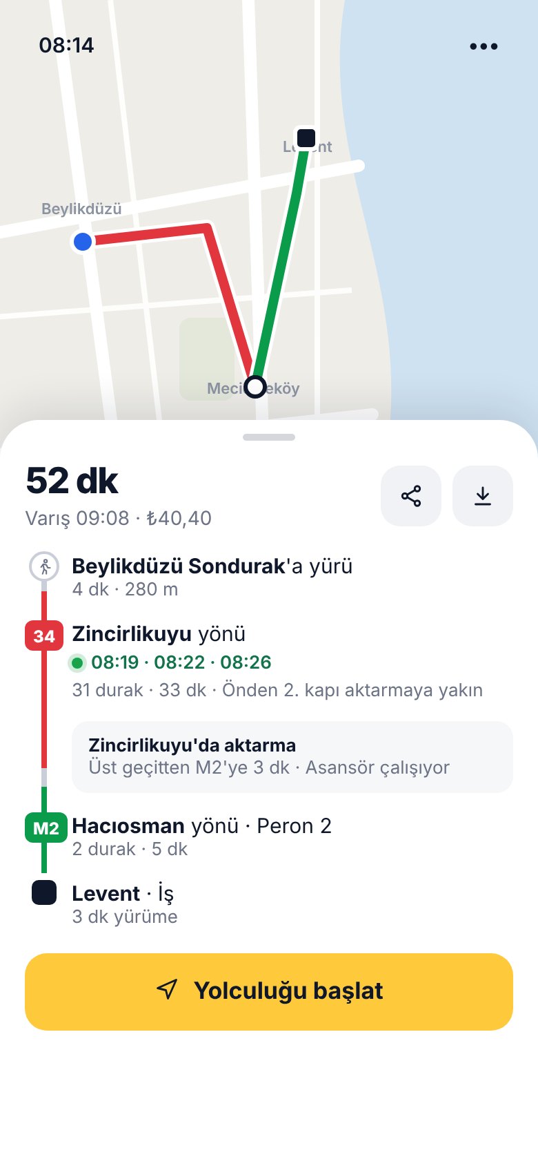 Rota detayı ekranı