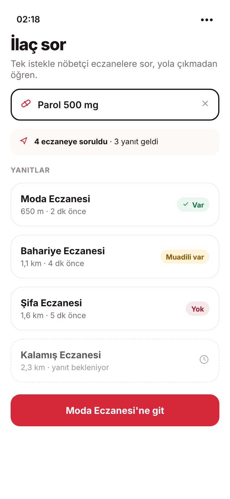 İlaç sor ekranı